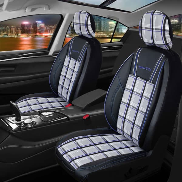 ▷ Sitzbezüge passend für Audi A4 Set SporTTo in Grau/Blau
