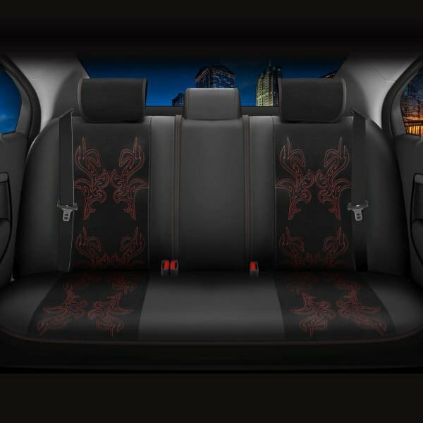 Sitzbezüge passend für Fiat 500 ab 2012 in Schwarz/Rot 2er Set Tokio