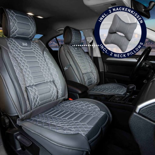 Sitzbezüge passend für Hyundai Kona ab 2017 in Dunkelgrau 2er Set Karomix
