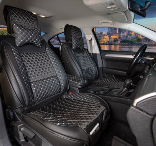 Sitzbezüge passend für Land Rover Defender ab 2020 in Schwarz/Weiß 2er Set Karodesign