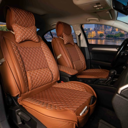 Sitzbezüge passend für Land Rover Range Rover Evoque ab 2011 in Zimt 2er Set Karodesign