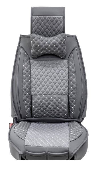 Sitzbezüge passend für Mercedes GLC ab 2015 in Dunkelgrau 2er Set Karodesign