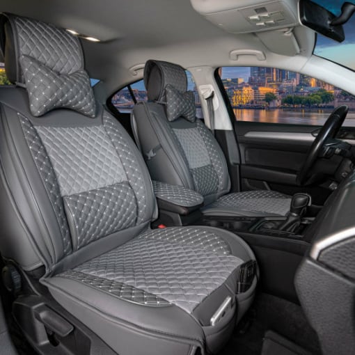 Sitzbezüge passend für Mercedes GLE ab 2015 in Grau 2er Set Karodesign