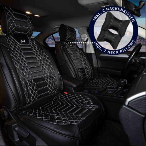 Sitzbezüge passend für Mercedes GLE ab 2015 in Schwarz/Weiß 2er Set Karomix