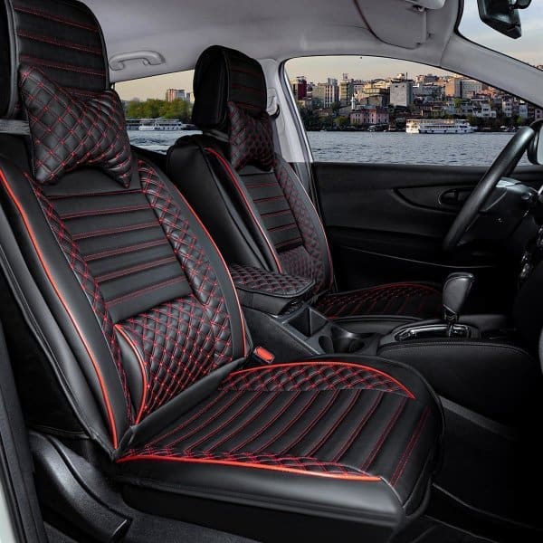 ▷ Sitzbezüge passend für Nissan Juke ab 2010 in Schwarz/Rot Set Paris