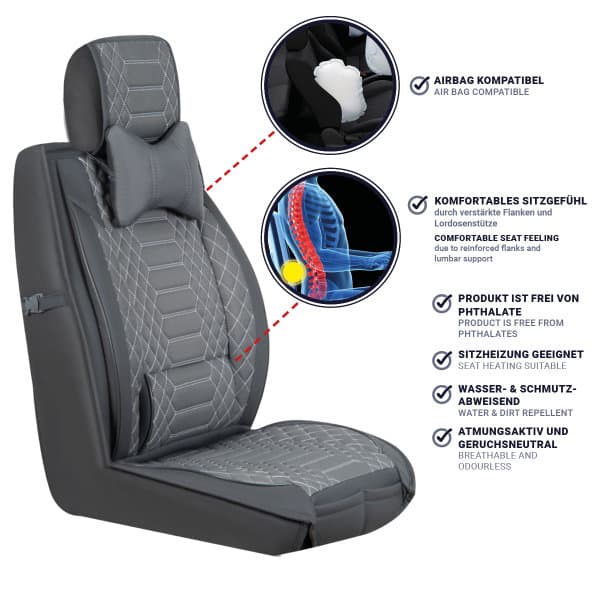▷ Sitzbezüge passend für Opel Mokka/Mokka X ab 2012 in Grau 2er