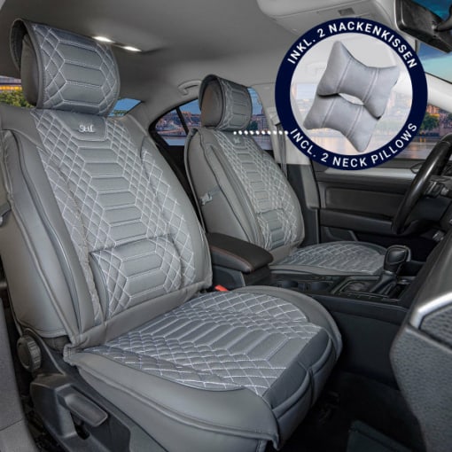 Sitzbezüge passend für VW Amarok ab 2010 in Grau 2er Set Karomix
