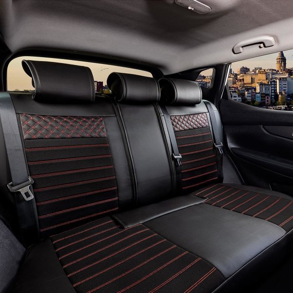 Sitzbezüge passend für Opel Antara Bj. 2006-2018 in Schwarz/Rot Set Paris